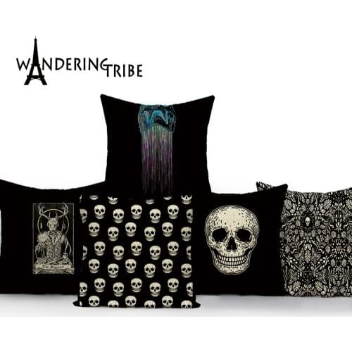 Classic Skull Pillow Cover Sugar Skull Decor Bedroom Cushion Case Linen Printed Home Decoration Car Bed Cushion Cover Almofadas