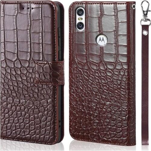 Crocodile grain Leather Case For Motorola One Luxury Wallet Card Holder Flip For MOTO P30 Play Phone Cases with stand holder