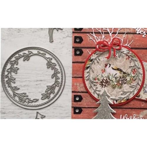 Round Circle Leaves Border Craft Dies Cut Diy Handmade Mold Paper Metal Craft Dies for Card Making Cut Dies 2021 Embossing New