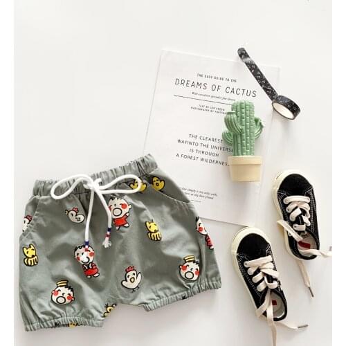 Tonytaobaby Summer New Boys and Girls' Pure Cotton Twill Foam Cartoon Pants