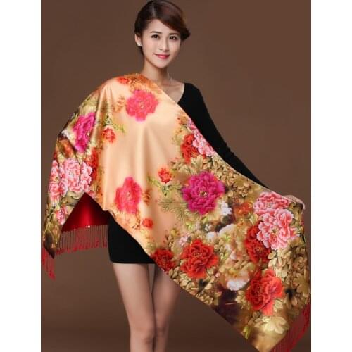 Shanghai Store Brand Foulard Femme Hijab Bandana Scarf Women Long Tassel Floural Print Scarf Winter Shawl Silk Scarves Female