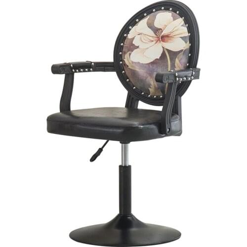 European Style Multi-function Bar Chair Lifted Household Dressing Stool with Backrest Rotated Creative Stable Nail Art Stool