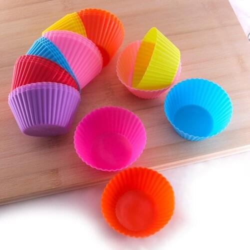 12Pcs/Lot Reusable Silicone Cake Mold Muffin Cupcake Molds Non-Stick Heat Resistant Kitchen Baking Bakeware Cake Decorating Tool