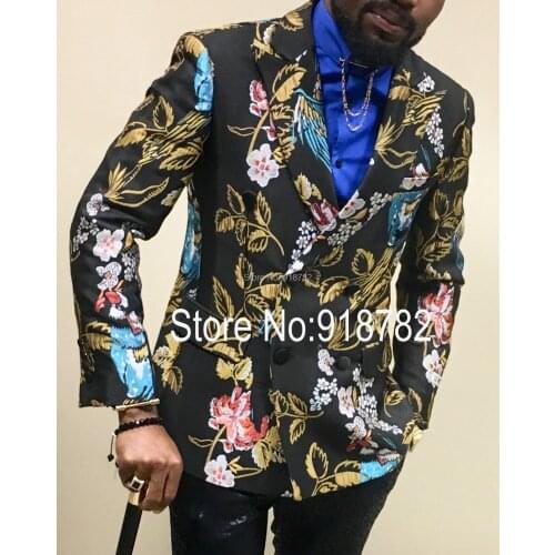 Double Breasted Suit Men 2018 New Designer Custom Made Mens Suits With Pants Paisley Print Groom Wedding Suits Terno Masculino