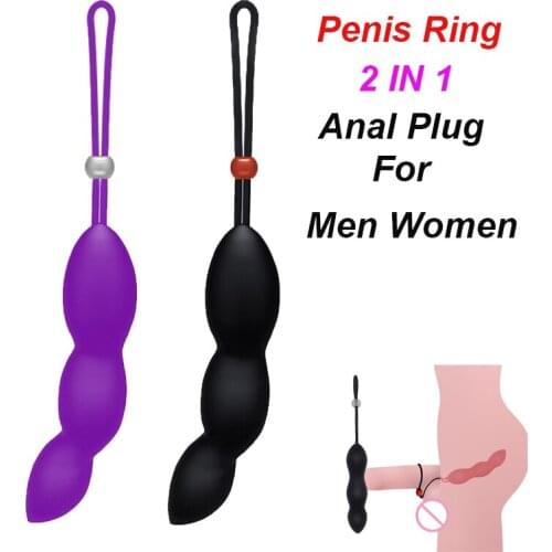 New Anal Plug With Delay Ejaculation Cockring Silicone Ring, For Woman Man Long Time Sex Flirt Toys