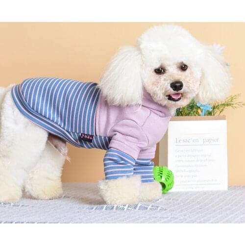 New Dog Clothes Autumn and Winter Plus Velvet Warm Sweater Cat Two-legged Pet Clothing Teddy Hooded Sweater Pet Clothes