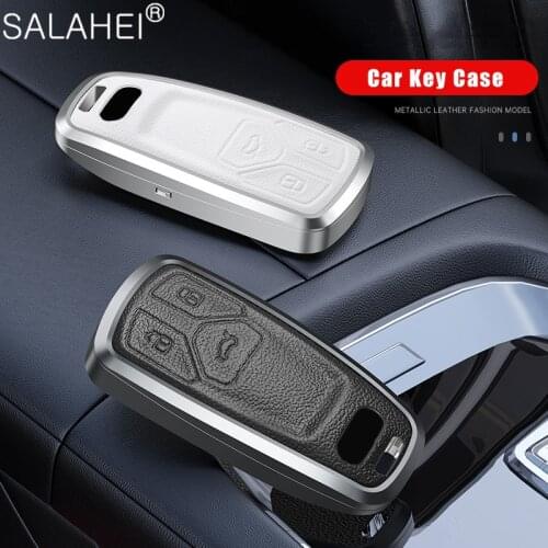 New Arrival Aluminum Alloy Leather Car Key Cover Case Shell For Audi A6 A5 Q7 S4 S5 A4 B9 Q7 A4L 4m TT TTS RS 8S 2016 2017 2018