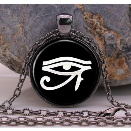 New ARRIVED The Eye of Horus Necklace Pendant Wedjat Eye Jewelry Girl Round Gothic Glasses ancient Pendant Necklace Girls