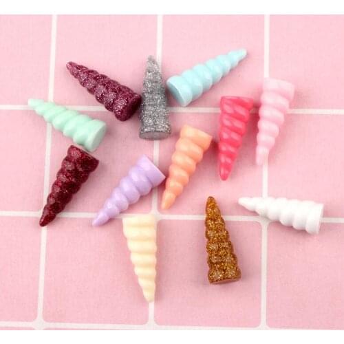 10pcs/lot 10*26mm Resin unicorn horn charms for Jewelry necklace pendant making resin cabochons for DIY decoration