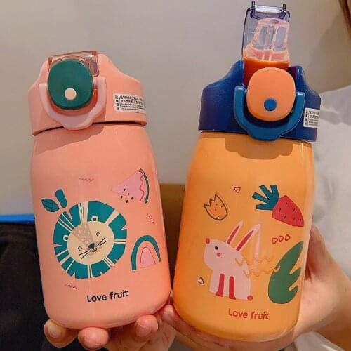 Portable Childrens Cartoon Animal Water Bottles For Outdoor Cycling Camping Bicycle For Stainless Steel Bike Cute Water Bottle