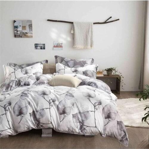 Nordic Bedding Set Leaves Reactive Printed Plaid Striped Comforter Sets Duvet Cover Set Pillowcase Bedclothes Bed Linen Set