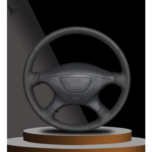Hand-stitched Black Artificial Leather Car Steering Wheel Cover for Mitsubishi Pajero Sport 2004
