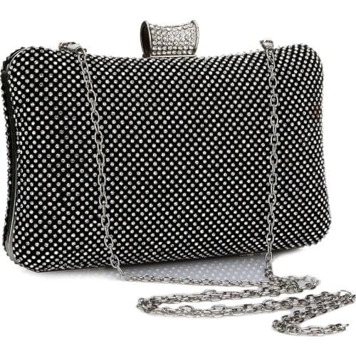 Rhinestone Wedding Clutch Bags Chain Shoulder Crossbody Bag For Women 2019 Stain Box Clutch Purse Black Evening Clutches Luxury