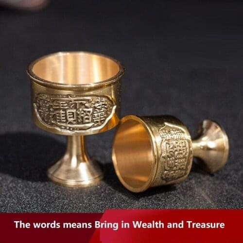 Bring in Wealth and Treasure Pure copper wine cup Buddhist supplies Mascot