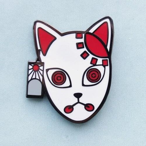 Tanjiro Mask Kimetsu No Yaiba Enamel Brooch Pin Hat Bag Collar Lapel Pins Badges Women Mens Fashion Jewelry Accessories