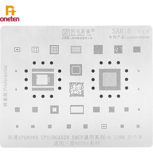 Amaoe BGA Reballing Stencil SAM8 For Samsung NOTE4 APQ8084 CPU BGA529