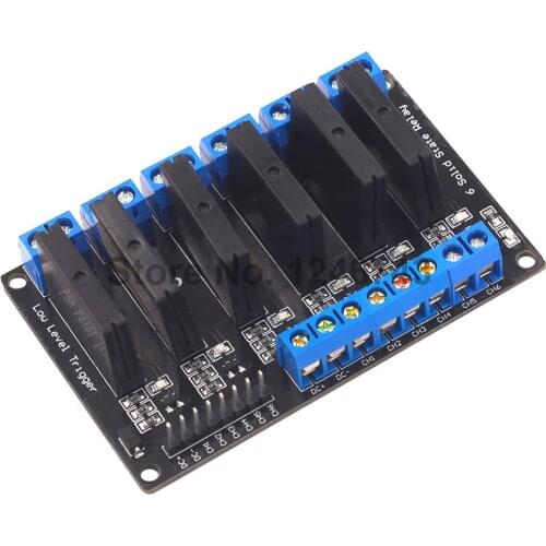 5V 12V 24V 3-24V 6 Channel Solid State Relay Module Low Level Trigger DC-AC/DC-DC 250V 2A Output with Resistive Fuse