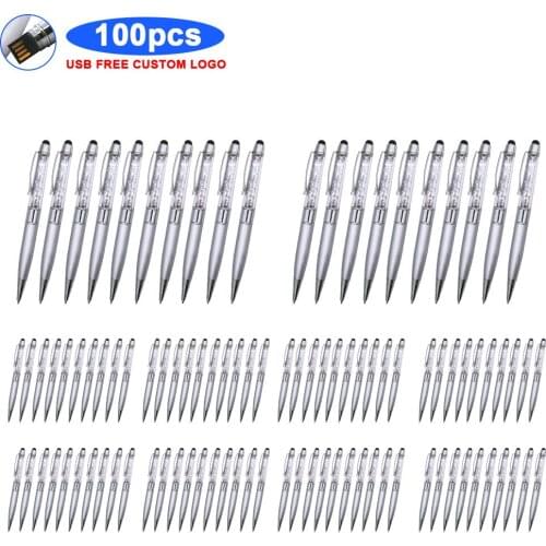 100pcs/lot usb Flash Drive hot sale metal Ballpoint pen pen drive 8GB 16GB 32GB U Disk pen drive USB 2.0 memory stick For gift