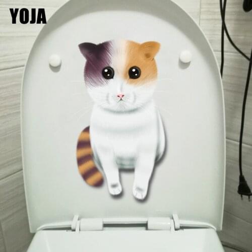 YOJA 14.2X23.6CM Cute Pet Cat Childern Bedroom Decor Wall Sticker Creative WC Toilet Seat Decals T1-2359
