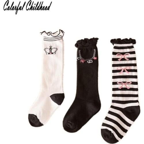 Cute kids socks princess girls knee high socks toddler girls royal crown stripe leg warmers for 3 Pair/lots