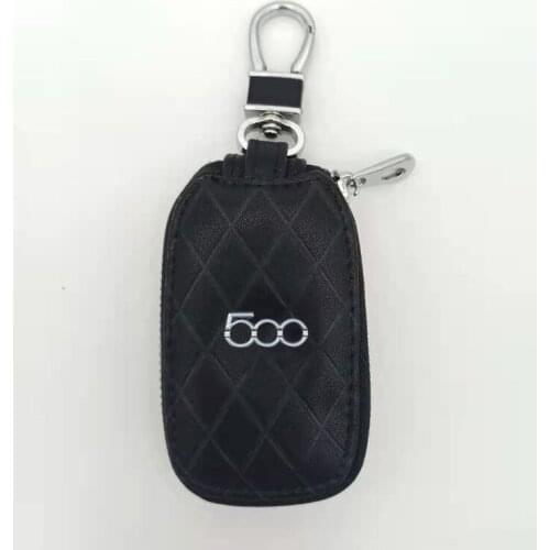 1 Pcs New Fashion Genuine Leather Key Case Key Cover Holder Chian Smart Car Styling For Fiat Abarth 500 Free Shipping