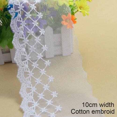 10yards 10cm white lace cotton embroidery lace french lace ribbon fabric guipure diy trims warp knitting sewing Accessories#3002