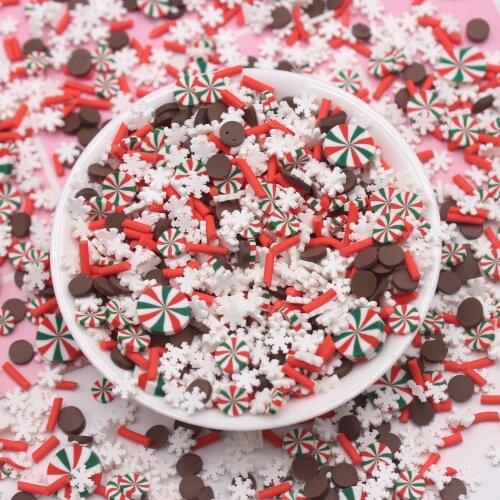 100g/Lot 5-9mm Multi Christmas Series Snowflake Candy Clay Slices Sprnkles for Slime Crafts Accessories