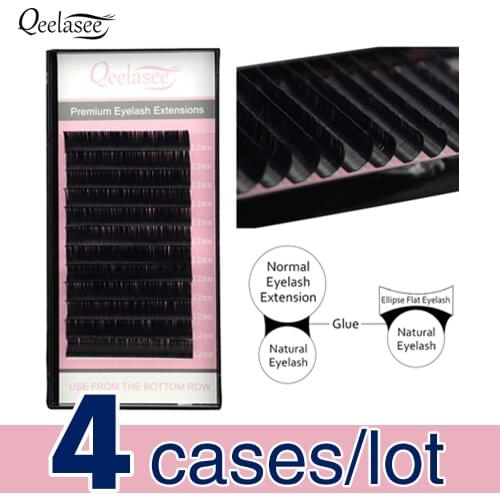 4Cases Saving Time,High-quality Ellipse Flat False Eyelash Extension Flat mink eyelashes,ellipse eyelashes,groove lashes