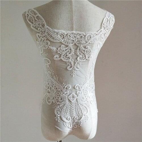 Europe vintage alencon lace applique, large bridal applique, elegant back applique, wedding applique sell by 1 piece