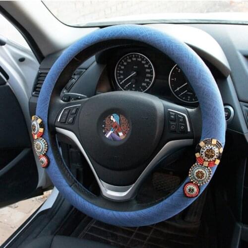 Car Steering Wheel Cover Universal Interior Accessories Car Handle Cover Folk-custom Decoration for Women Girls National Style