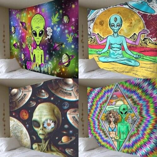 Alien tapestry Home decoration psychedelic wall cloth Anime pattern wall carpet cloth art
