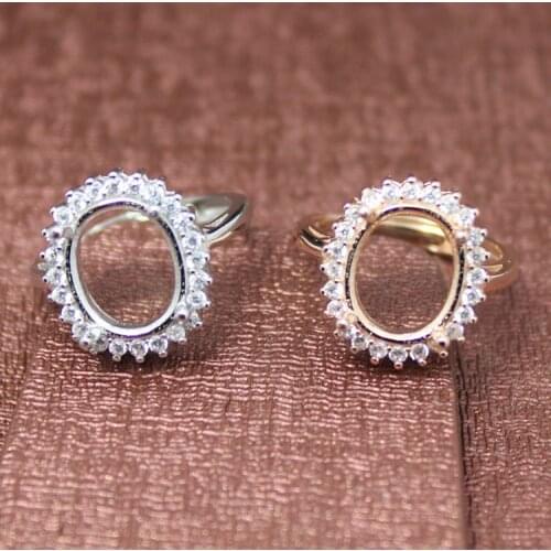 Diana style oval shape rings basis S925 silver ring base shank prong setting stone inlaid jewelry DIY women ring settings