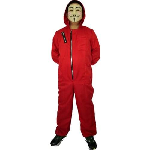 New V for Vendetta Anonymous Guy Fawkes Fancy Adult Costume Salvador Dali The House of Paper La Casa De Papel Cosplay Costume