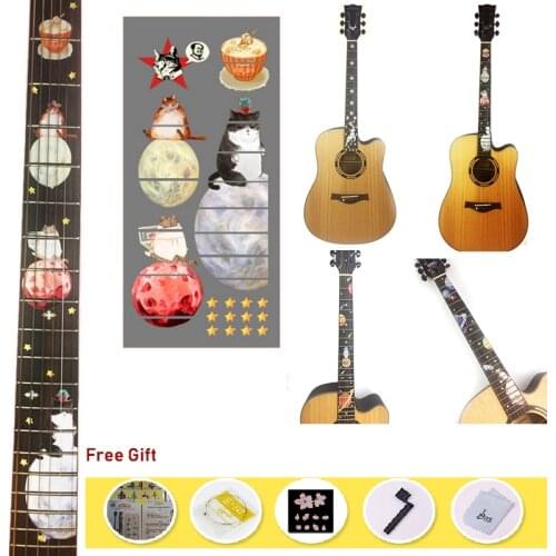 Creative DIY Guitar Sticker Ukulele sticker Space roaming cute cat Decals for Guitar ukulele decal Guitar accessories