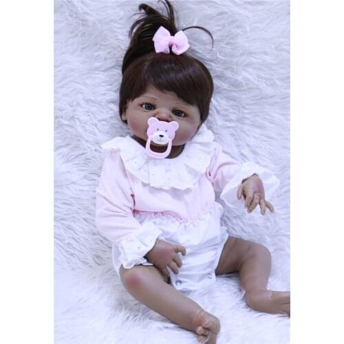 Reborn baby balck dolls 57cm Full Silicone Reborn babies girl Doll Toy real babydoll newborn boneca reborn for child gift