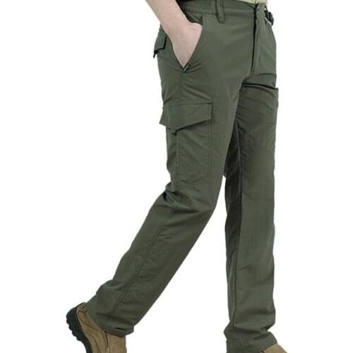 Men Outdoor Climbing Hiking Multi-pockets Solid Color Quick Dry Tactical Pants Mens Clothing 2021