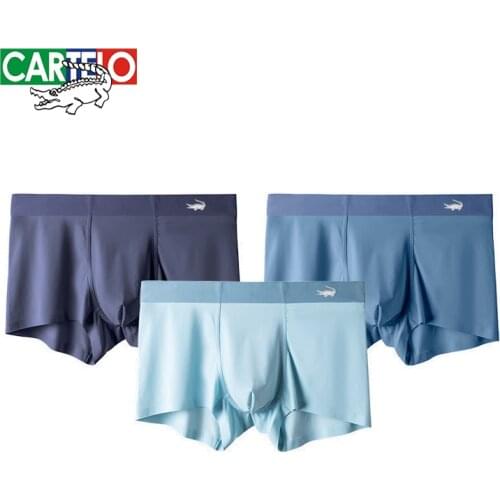 CARTELO Nylon Mens Antibacterial Underwear Men Soild Soft Boxers Underpants Male Panties Breathable Summer Shorts L-5XL 3pcs