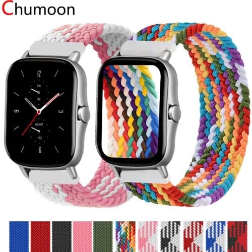 Braided solo loop nylon 20mm 22mm smart band for Xiaomi Amazfit gts2 Bip Gtr watch strap correa reloj for huawei watch gt2 strap