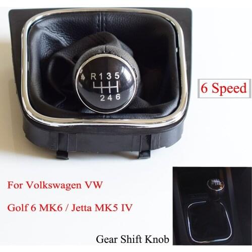 5/6 Speed Stick Gear Shift Knob With Leather Boot Collar Case For Volkswagen VW Golf 5 V MK5 MK6 Jetta 2005-2014 Car Stying