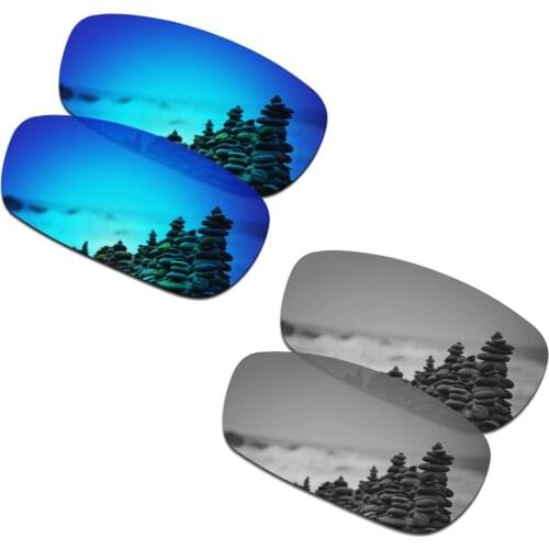 SmartVLT 2 Pairs Polarized Sunglasses Replacement Lenses for Oakley Crosshair 2.0 Ice Blue and Silver Titanium