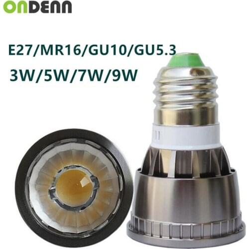 3W 5W 7W 9W LED Spotlight Base MR16/GU5.3/E27 LED Lamp AC85-265V ,12VDC LED Spot light CE RoHS Free Shipping