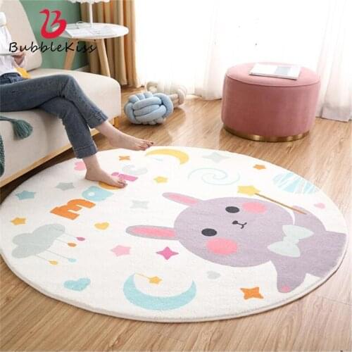 Bubble Kiss Thickened Sponge Cartoon Cute Round Carpets for Living Room Home Spaceship Pattern Bedroom Rug Soft Touch Door Mat