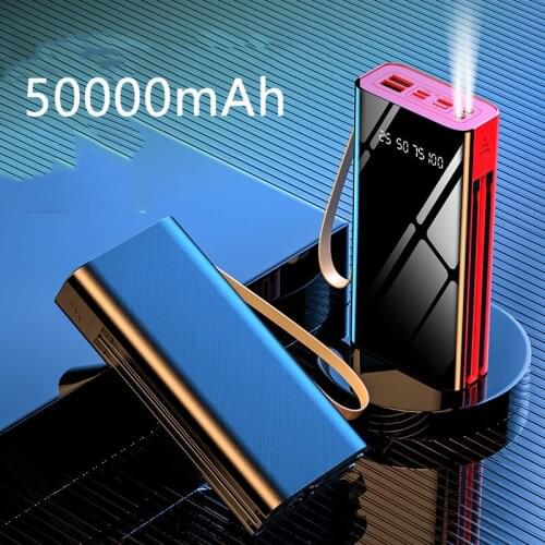 Power Bank 50000mAh Fast Charging Powerbank Built in Cable Portable External Battery Charger For Xiaomi Mi iPhone 11 pro Samsung