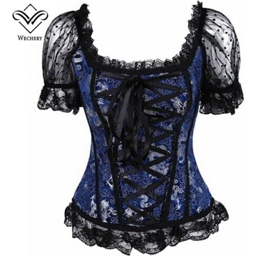 Wechery Sexy Corselet Corset Black Bluer Corsets and Bustiers Slimming Corsage Korsett for Women Sexy Lingerie Shaperwear Bodice