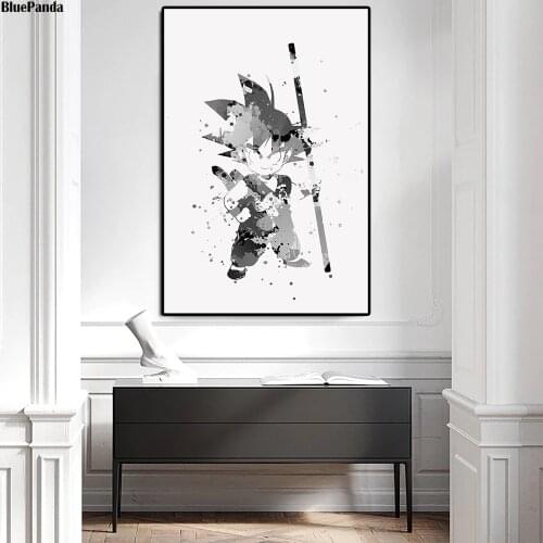 Japanese Anime Cute Cartoon Minimalist Art Son Goku Canvas Poster Print Painting Black White Wall Picture Modern Home Decor