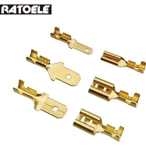 100Pcs 2.8mm 4.8mm 6.3mm Plug Spring Female Male Spade Cold Crimp Terminals Connector Car Speaker Electrical Wire Connectors Set