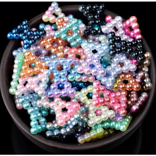 100p 8x12mm butterfly Rainbow color resin Half Round Flat Back ABS Pearls Scrapbook Decoration DIY phone Jewelry accessories