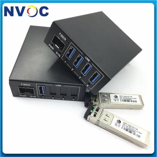 1Ch USB3.0 compatible with 2.0 USB Data over Fiber(10G BIDI 10KM LC SFP+ ) with Expand to four USB Interfaces at the Remote End