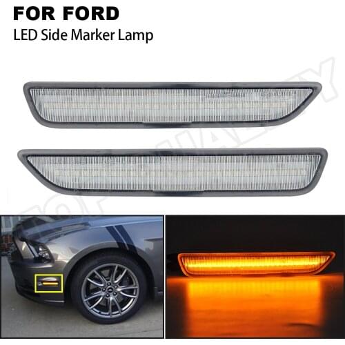 2PCS/Set High Quality LED Side Marker Lamps Lights For Ford Mustang 2010 2011 2012 2013 2014 Front Side Marker Clear Lens Amber