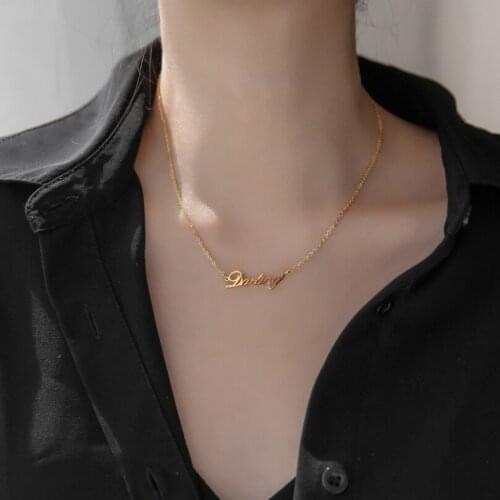 316L Stainless Steel English Letter Pendant Charms Chain Choker Necklace For Women Fashion Fine Jewelry Party Gift SAN507